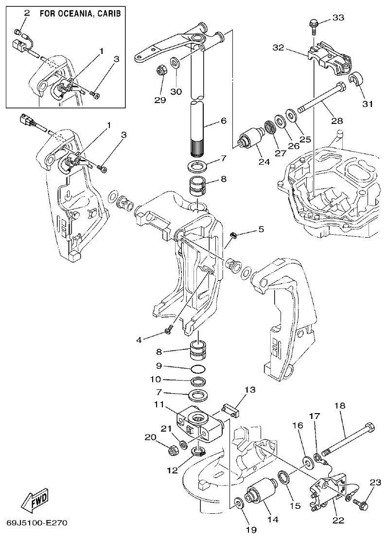 Yamaha F200A, F225A, FL200A, FL225A, F225TR, F200TR, LF225TR, LF200TR BRACKET 2 parts diagram